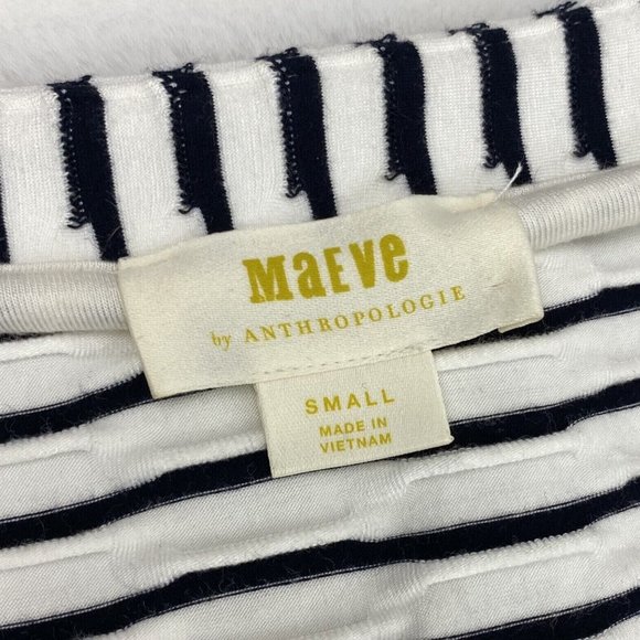 Maeve Anthropologie Paladino Dress Faux Wrap Puckered Stripe V-Neck Cap Sleeve S - Picture 10 of 11